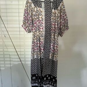 Ann Taylor Pink and Black Sundress with 3/4 Cuffed Sleeves